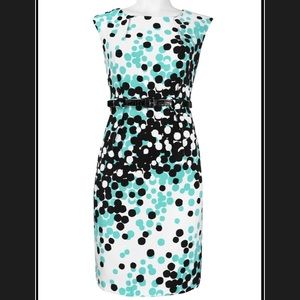 Trendmakers Belted Aqua/Black/White Dress